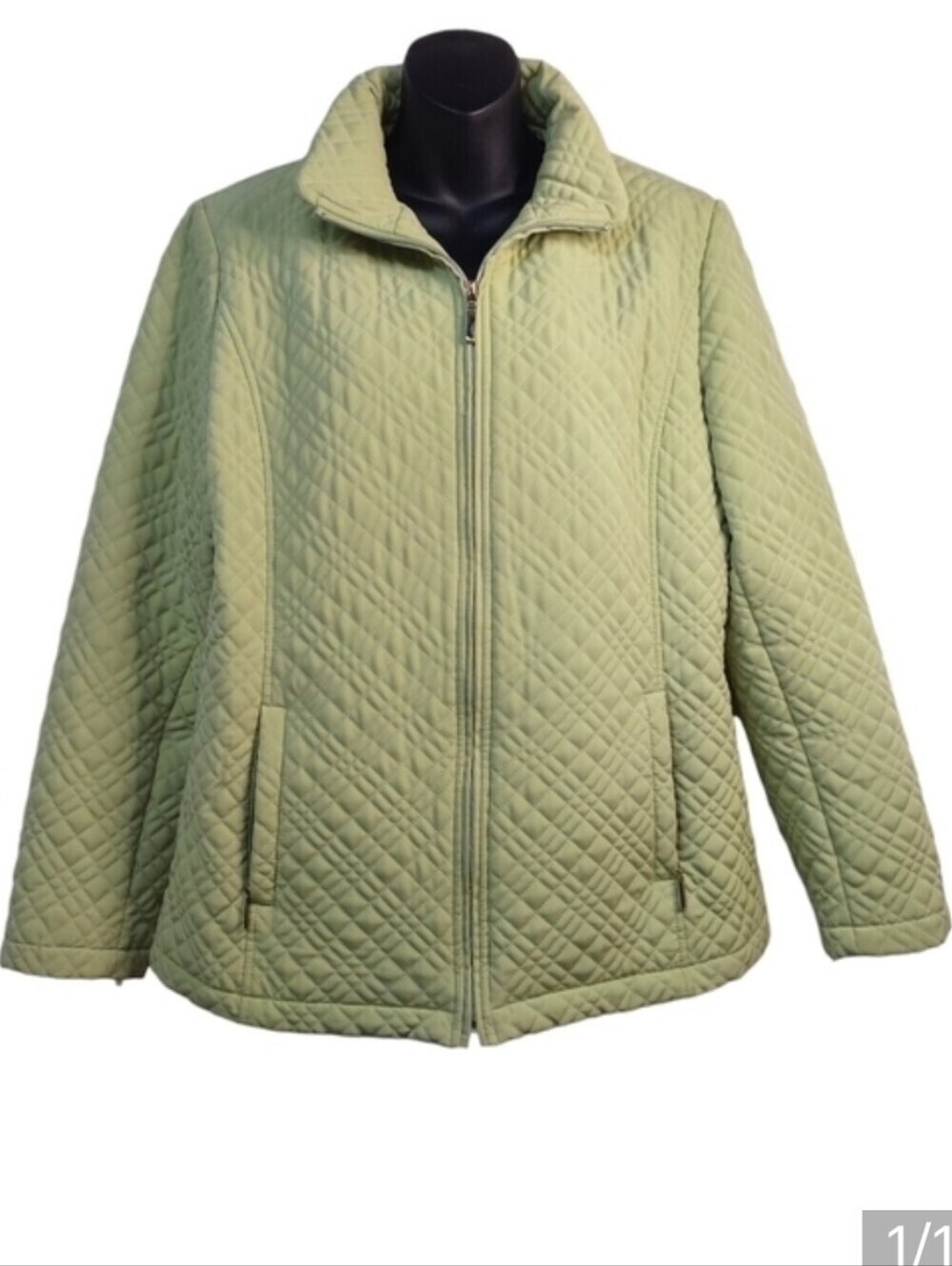 Gallery Jacket Women's Green Quilted Coat Jacket Size L